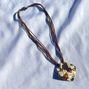 Vintage Multicolored and Silver Toned Pendant Necklace